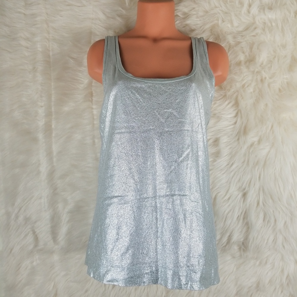 J.CREW SILVER METALLIC TANK SIZE MEDIUM